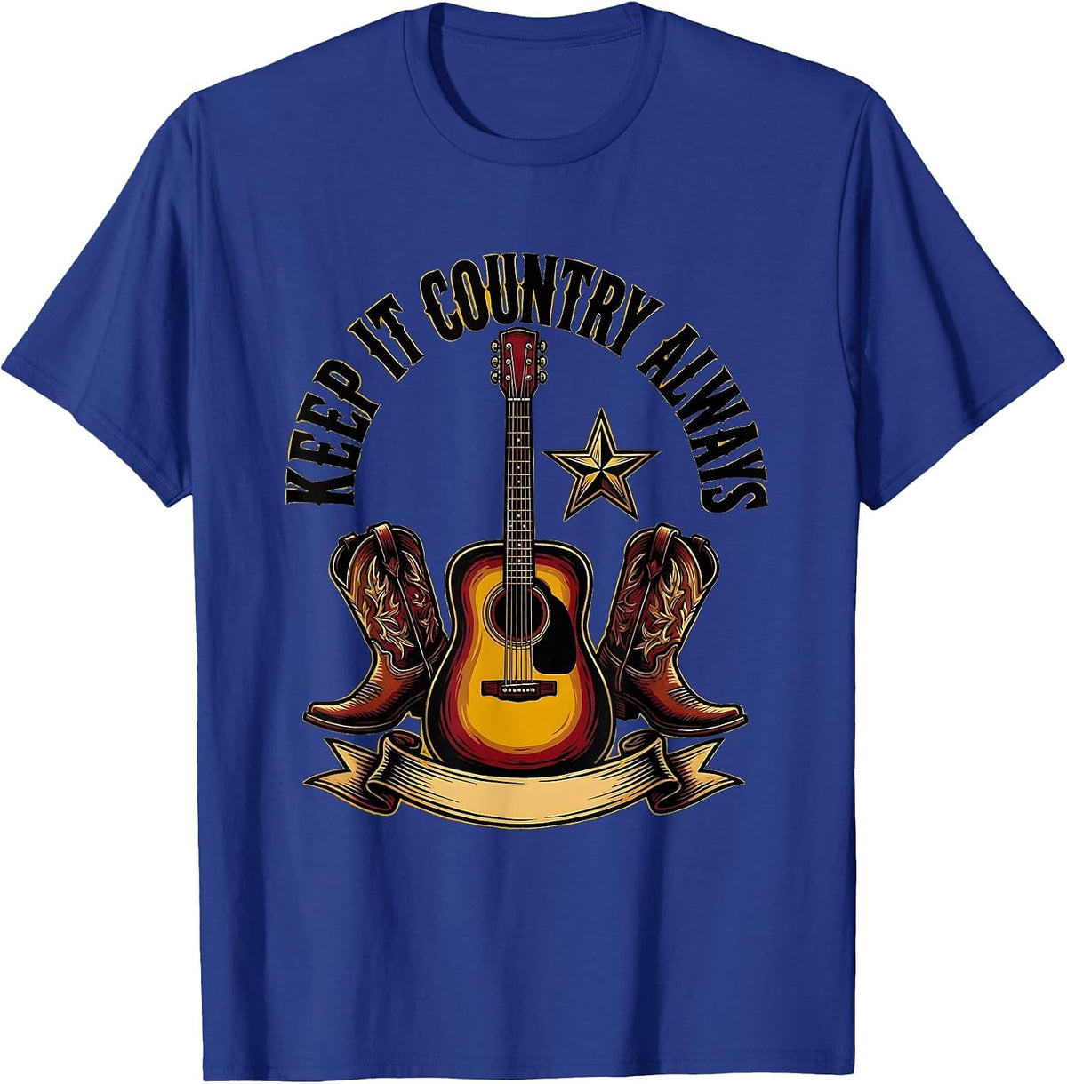 Keep It Country Always Classic Country Music Design T-Shirt - Royal Blue