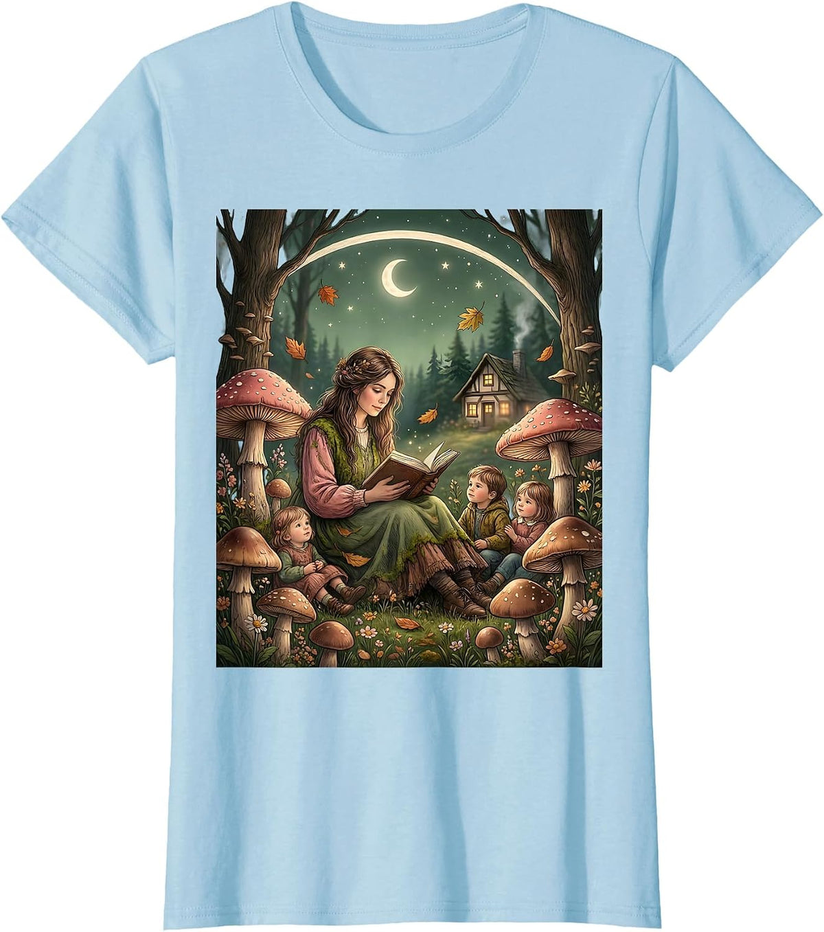 Elementary Teacher Reading Aloud Graphic T-Shirt - Baby Blue