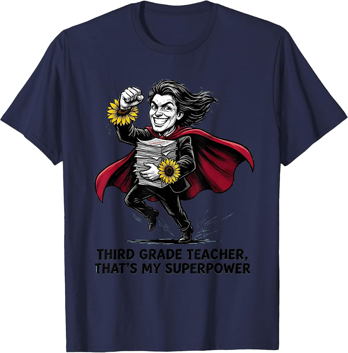 Men's Third Grade Teacher That's My Superpower Funny T-Shirt - Navy Blue