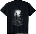 Cemetery Gothic Gravestone Halloween Ghost Dark T-Shirt - Black