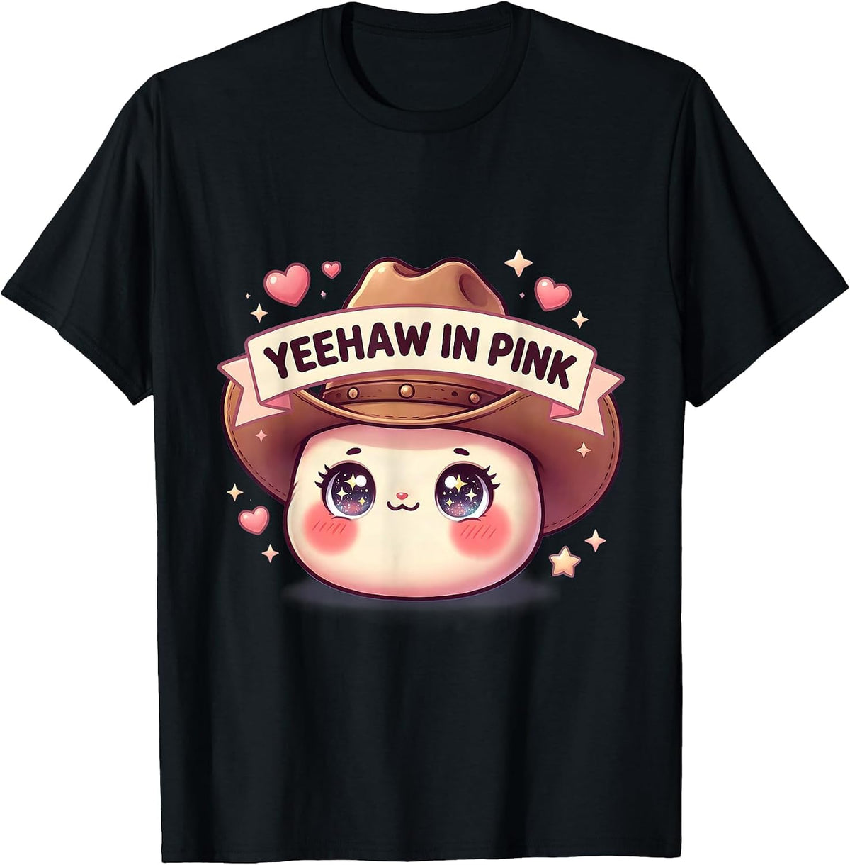 Men's Yeehaw Pink Cowgirl Western Design T-Shirt - Black