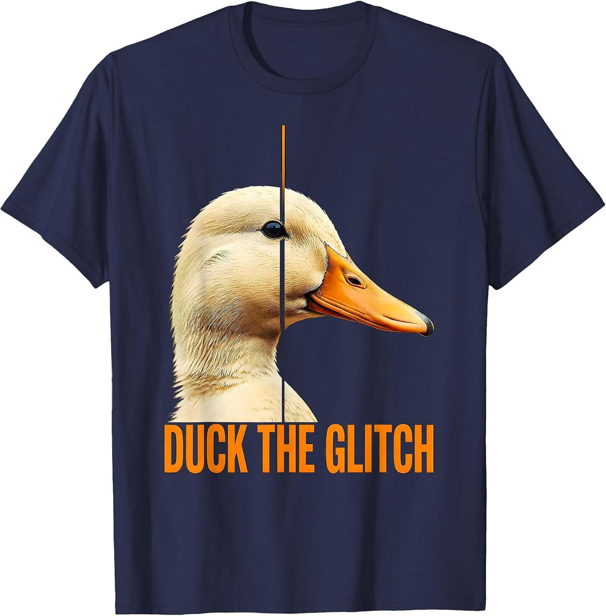 Duck The Glitch Funny Duck Novelty Gift Sarcastic Humor T-Shirt - Navy Blue