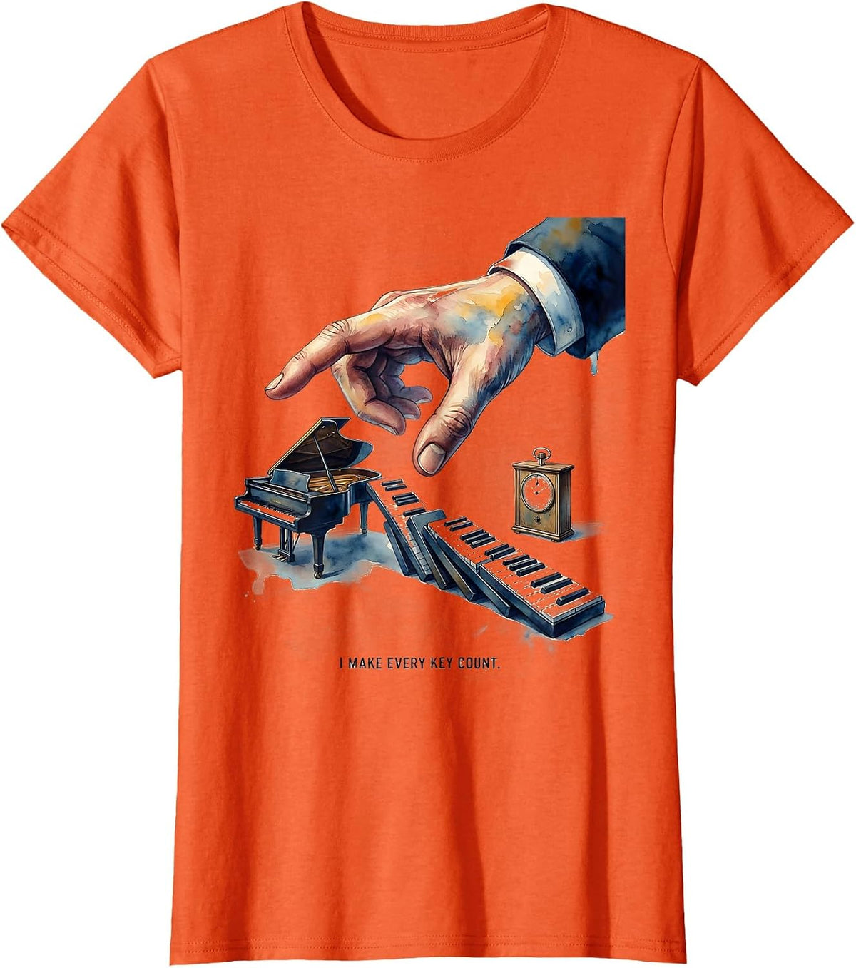 I Make Every Key Count Funny Pianist Piano Teacher Gift T-Shirt - Orange