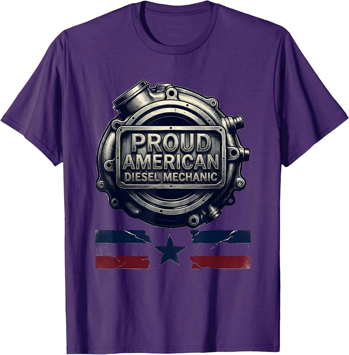 Proud American Diesel Mechanic Patriotic Blue Collar Worker T-Shirt - Purple