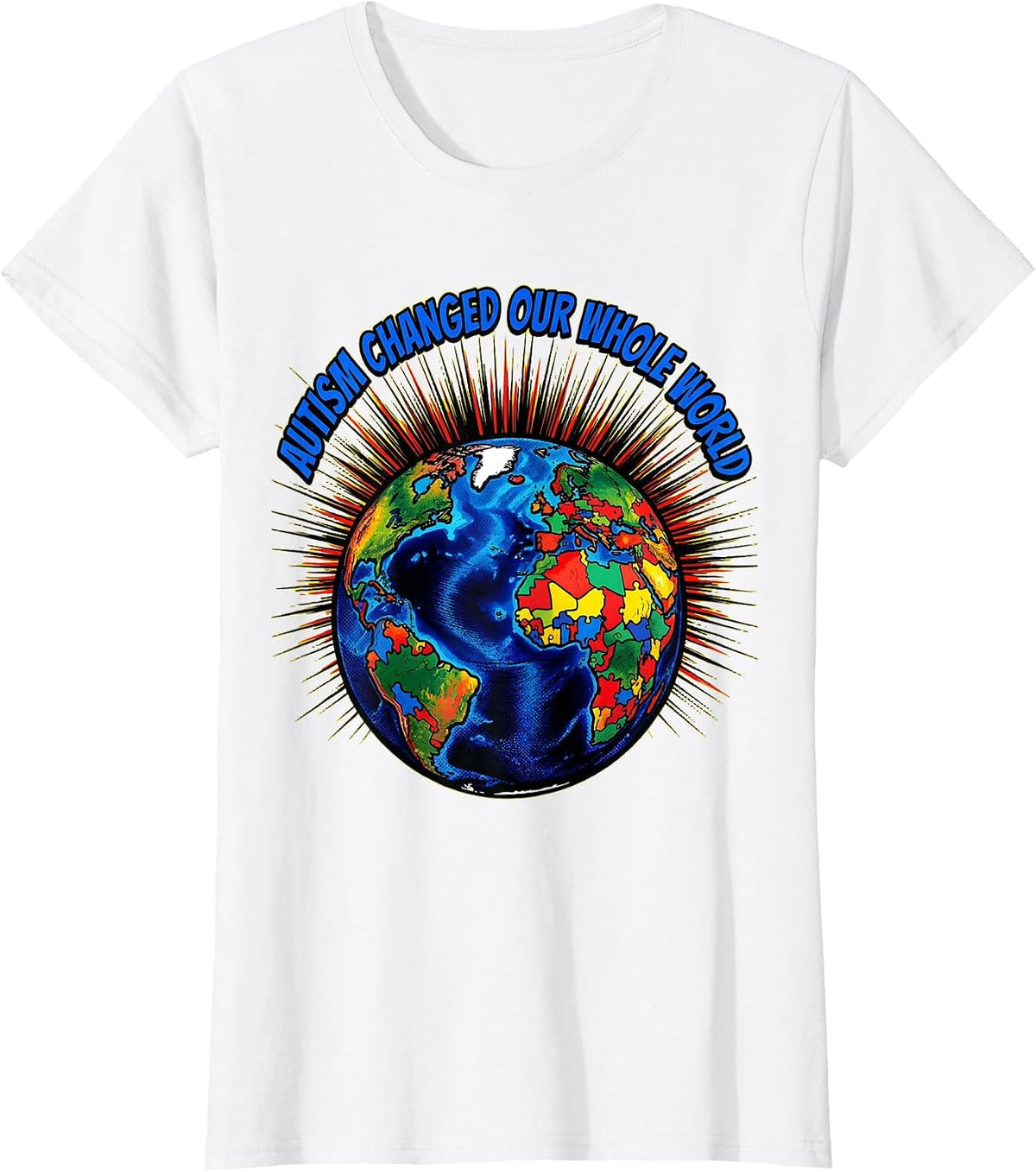 Autism Changed Our Whole World Awareness Design T-Shirt - White
