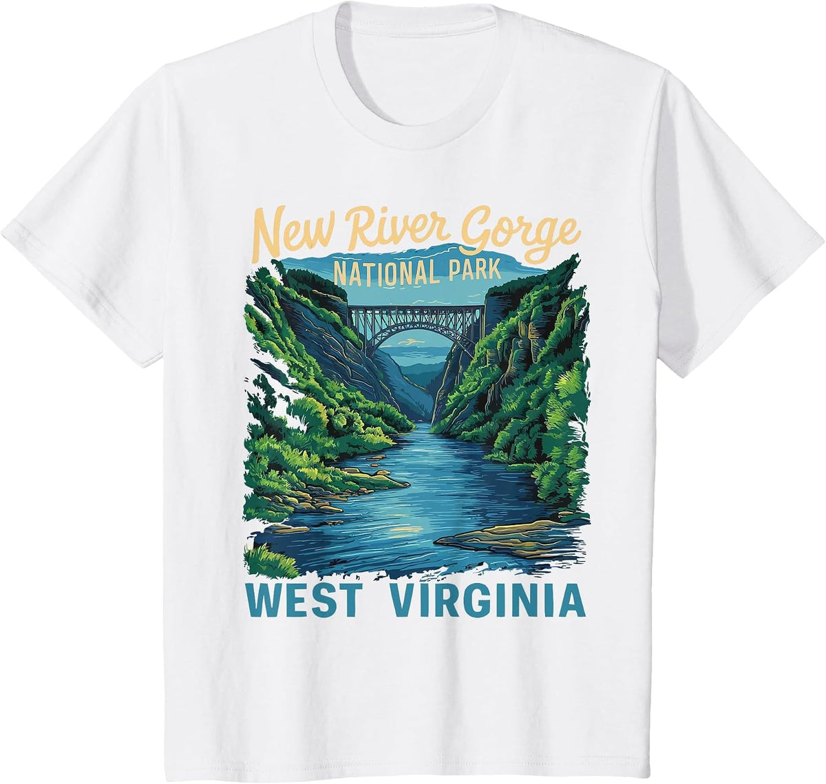 New River Gorge National Park Bridge Rafting Hiking Vintage T-Shirt - White