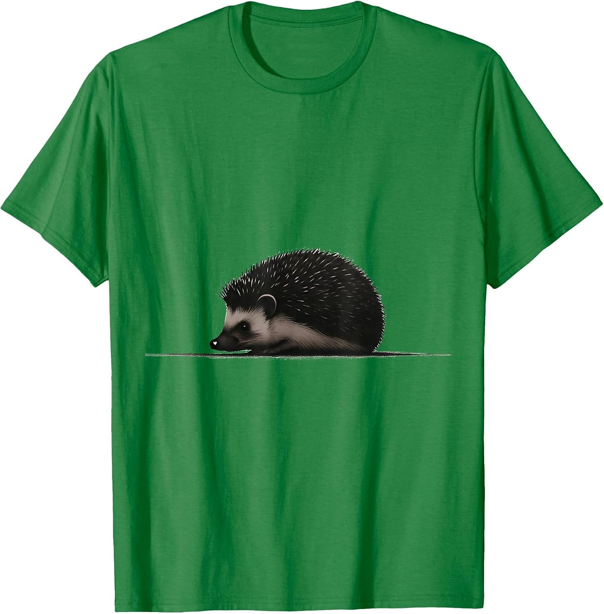 Men's Minimal Hedgehog Silhouette Cute Small Animal Lover Gift T-Shirt - Kelly Green