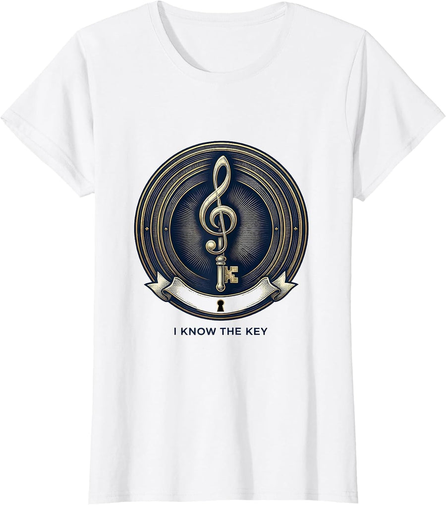Women's I Know The Key Funny Music Lover Musician Gift T-Shirt - White