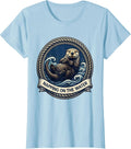 Women's Napping on the Water Sea Otter Design T-Shirt - Baby Blue
