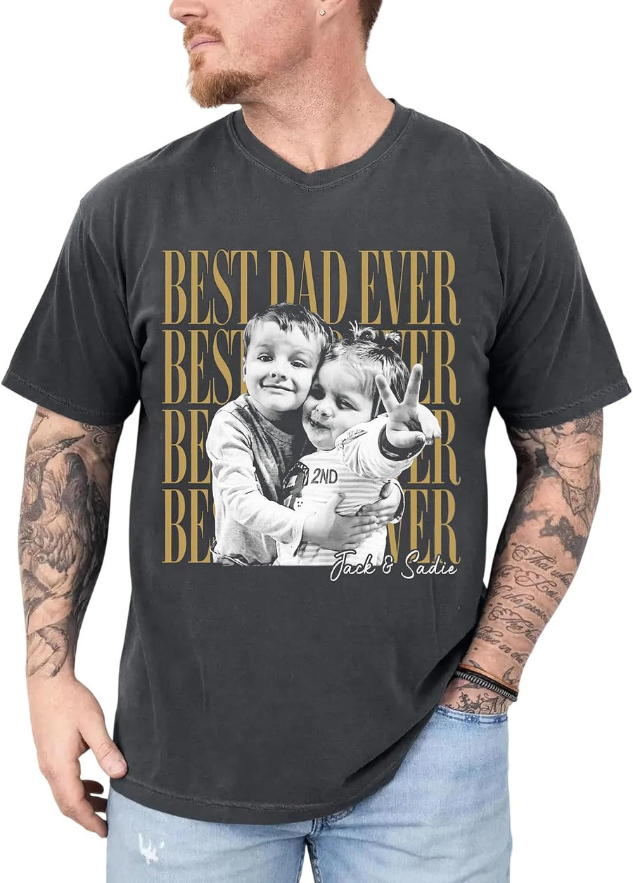 LASFOUR Custom Dad Sweatshirt With Kids Names, Personalized Fathers Day Shirt, Personalized Gifts for Daddy, Papa, Grandpa -