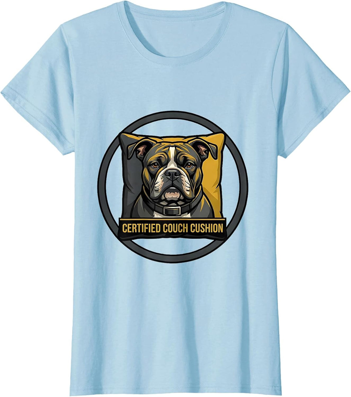 Certified Couch Cushion Funny Pitbull Dog Mom Pit Bull Owner T-Shirt - Baby Blue