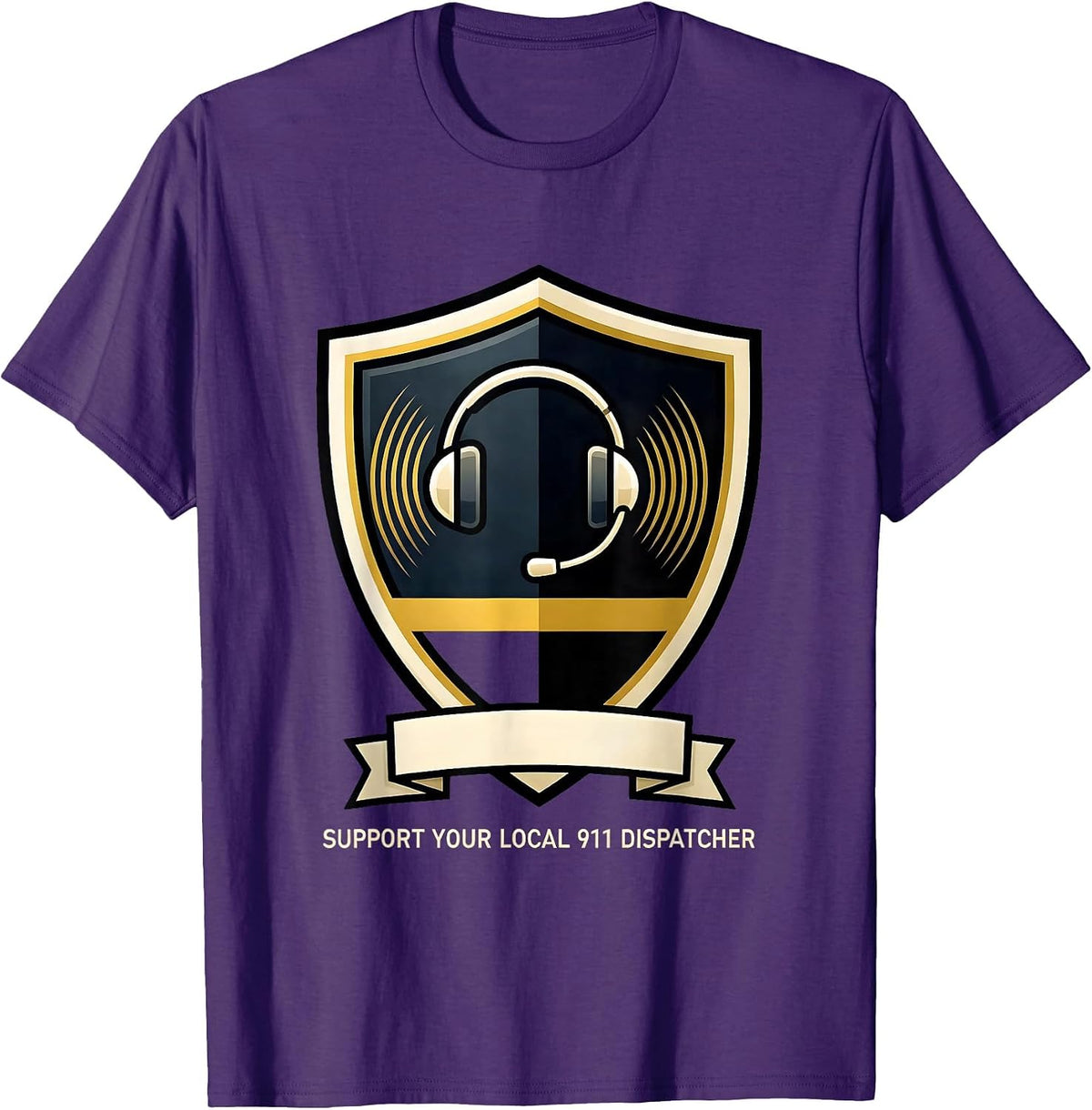 Men's Support Your Local 911 Dispatcher Tribute First Responder T-Shirt - Purple