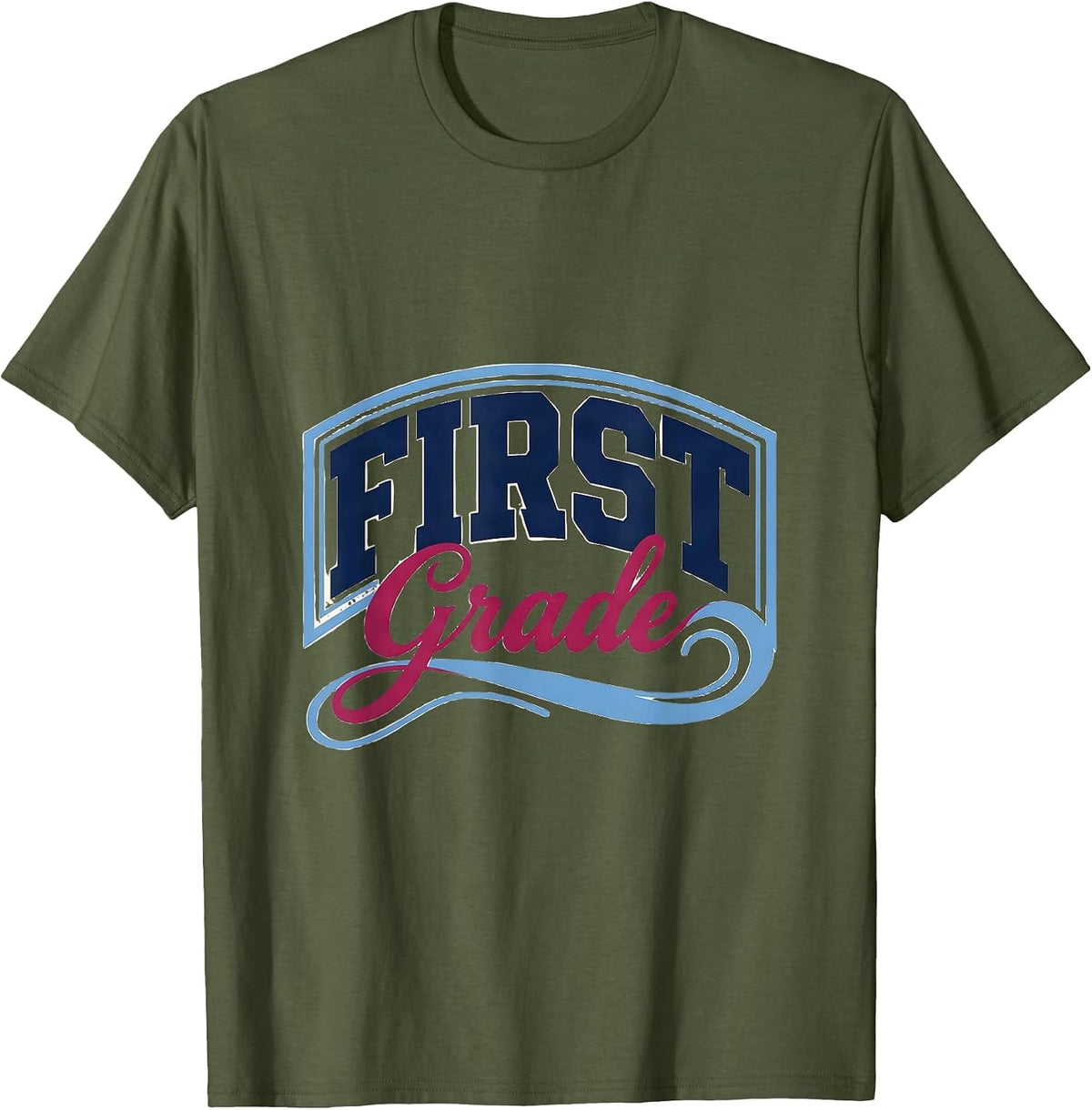 First Grade Preppy Elementary Teacher Back To School Girls T-Shirt - Olive Green