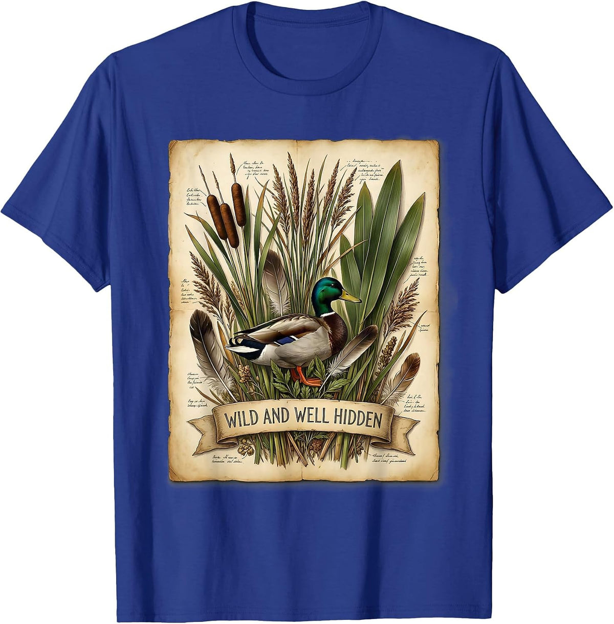 Duck Camo Wild and Well Hidden Hunting Design T-Shirt - Royal Blue