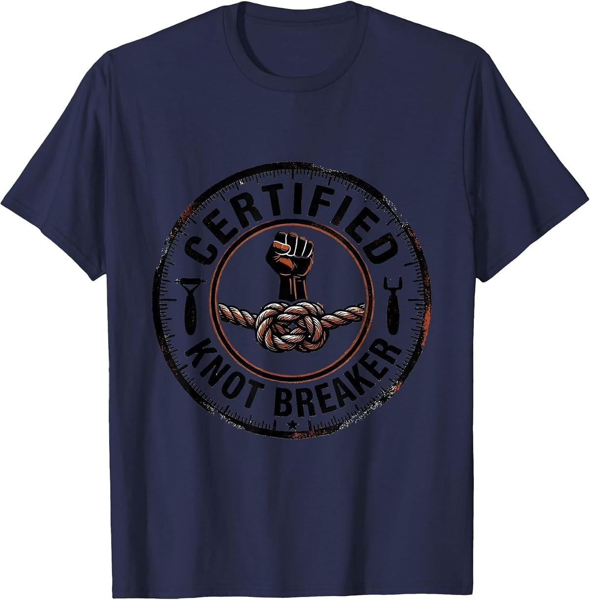 Certified Knot Breaker Funny Massage Therapist Humor LMT T-Shirt - Navy Blue