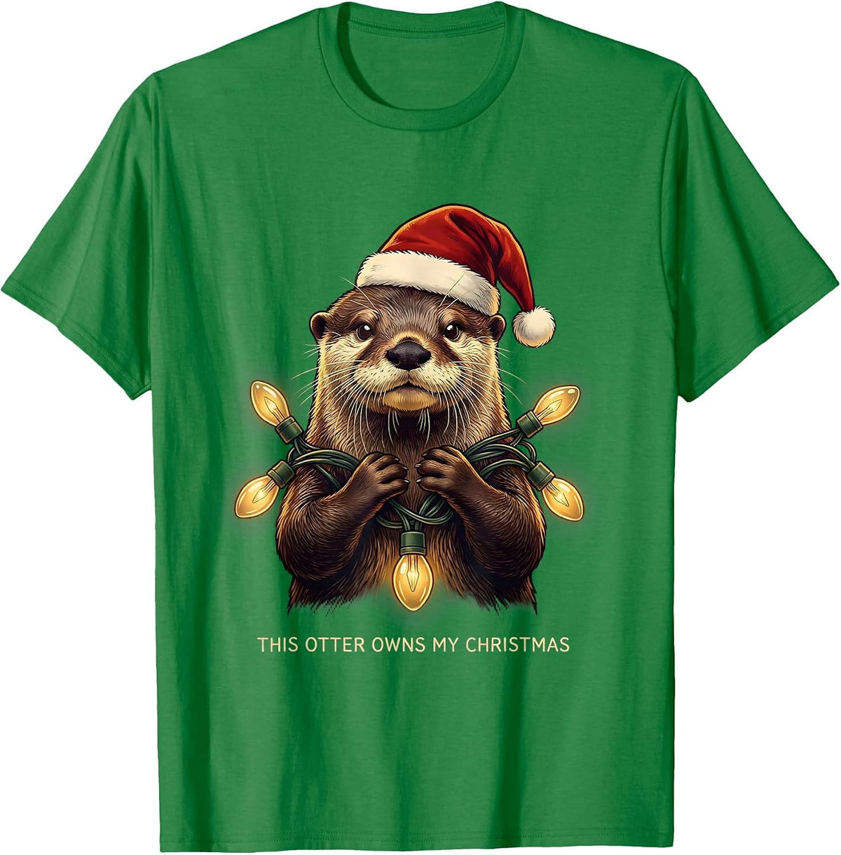 Men's This Otter Owns My Christmas Funny Animal Christmas Otter T-Shirt - Kelly Green