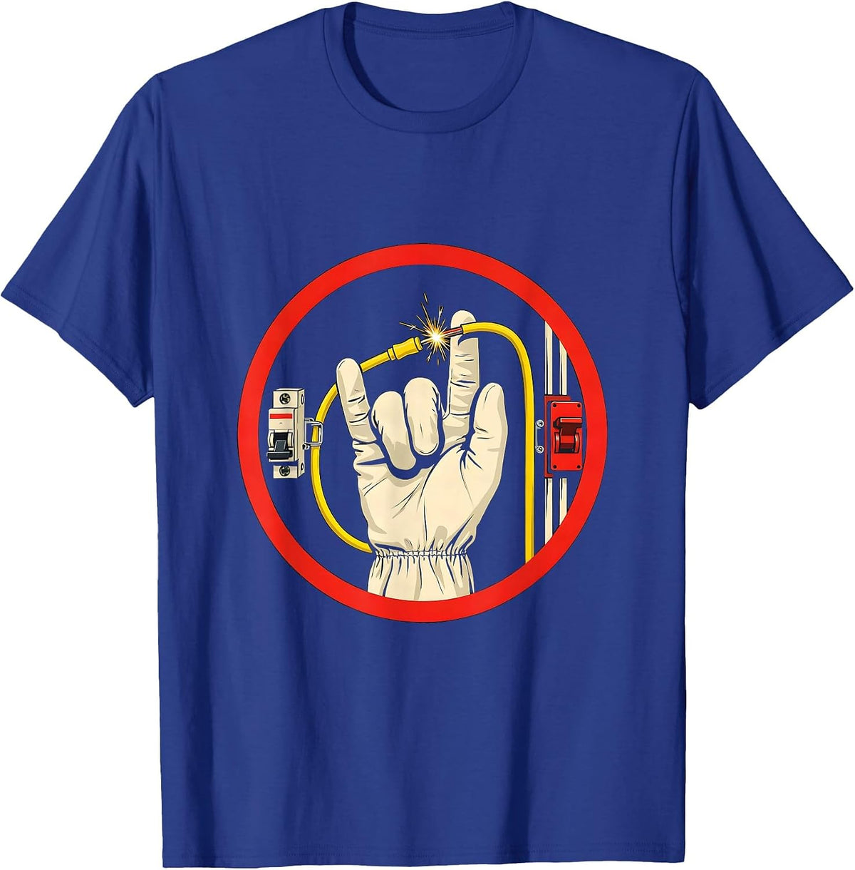 Men's Electrician Glove Humor Funny Skilled Trade Gift T-Shirt - Royal Blue