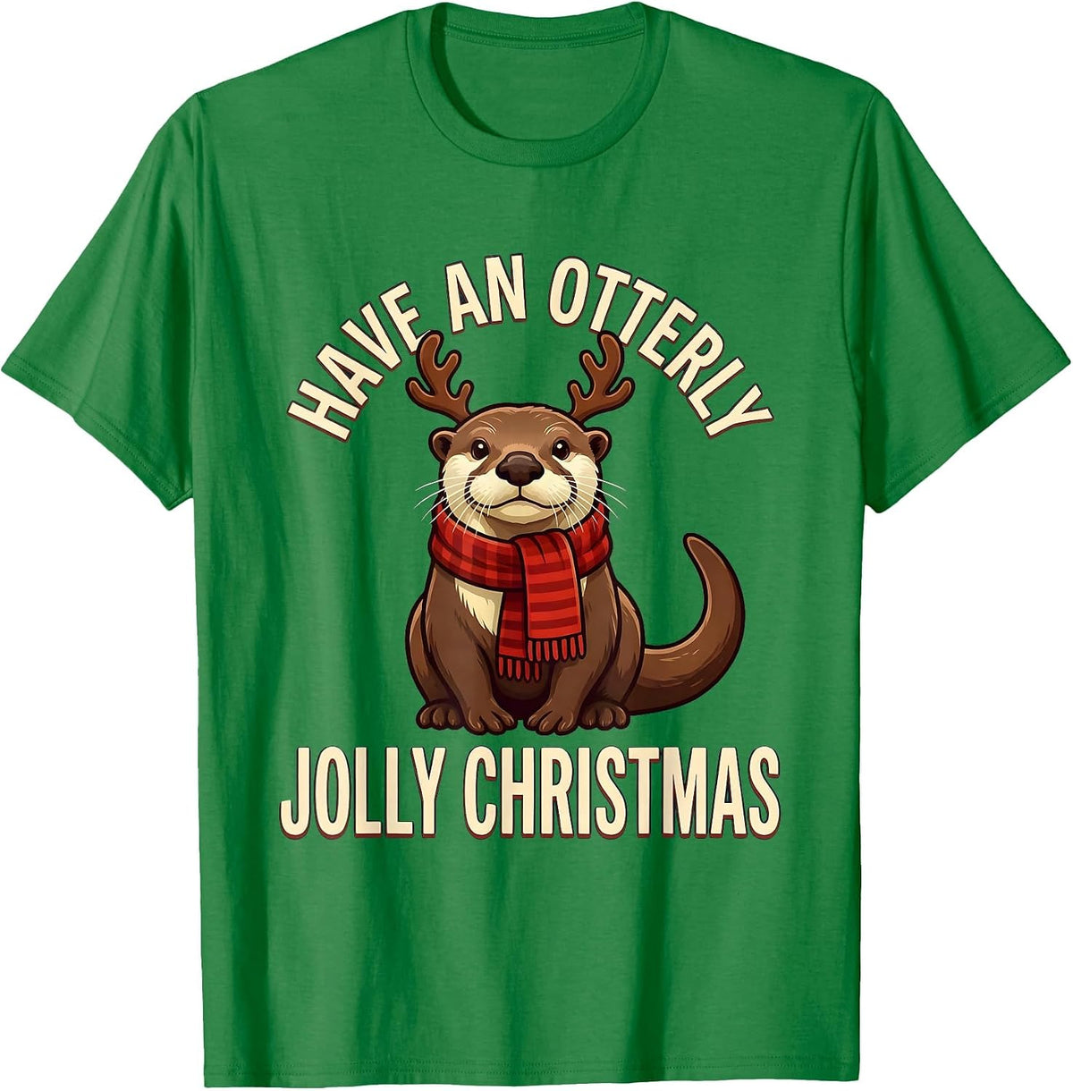 Men's Have An Otterly Jolly Christmas Funny Otter Lover Christmas T-Shirt - Kelly Green