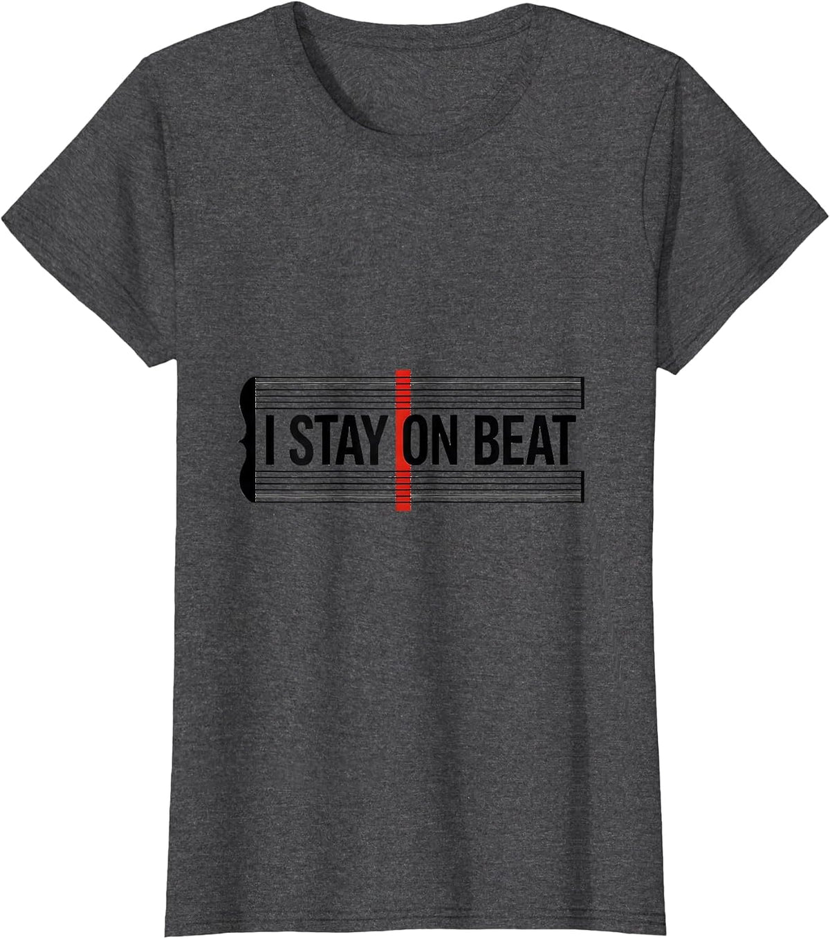 Women's I Stay On Beat Funny Music Lover Musician Pianist Gift T-Shirt - Dark Heather Grey