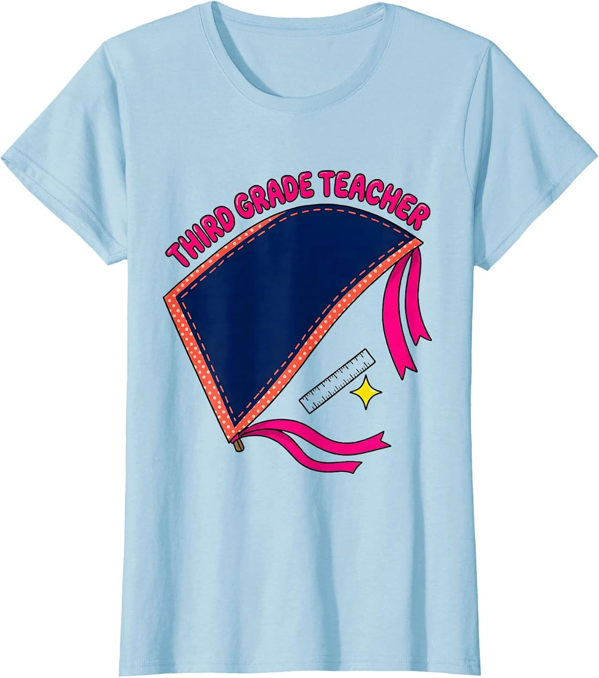Third Grade Teacher Playful Pennant Flag Back To School T-Shirt - Baby Blue