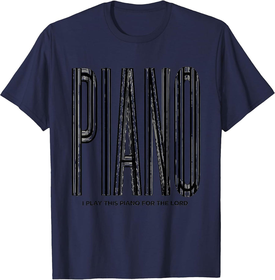 I Play This Piano For The Lord Funny Pianist Gift Christmas T-Shirt - Navy Blue