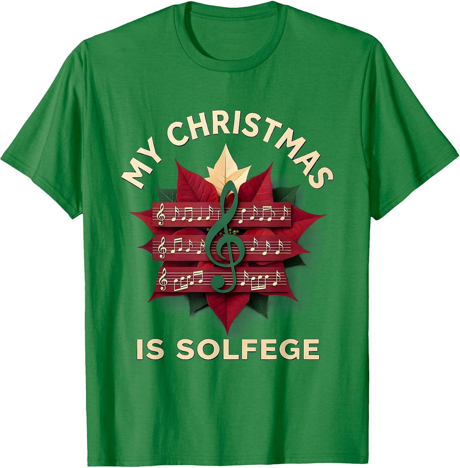 Men's My Christmas Is Solfege Festive Music Teacher Treble Clef T-Shirt - Kelly Green