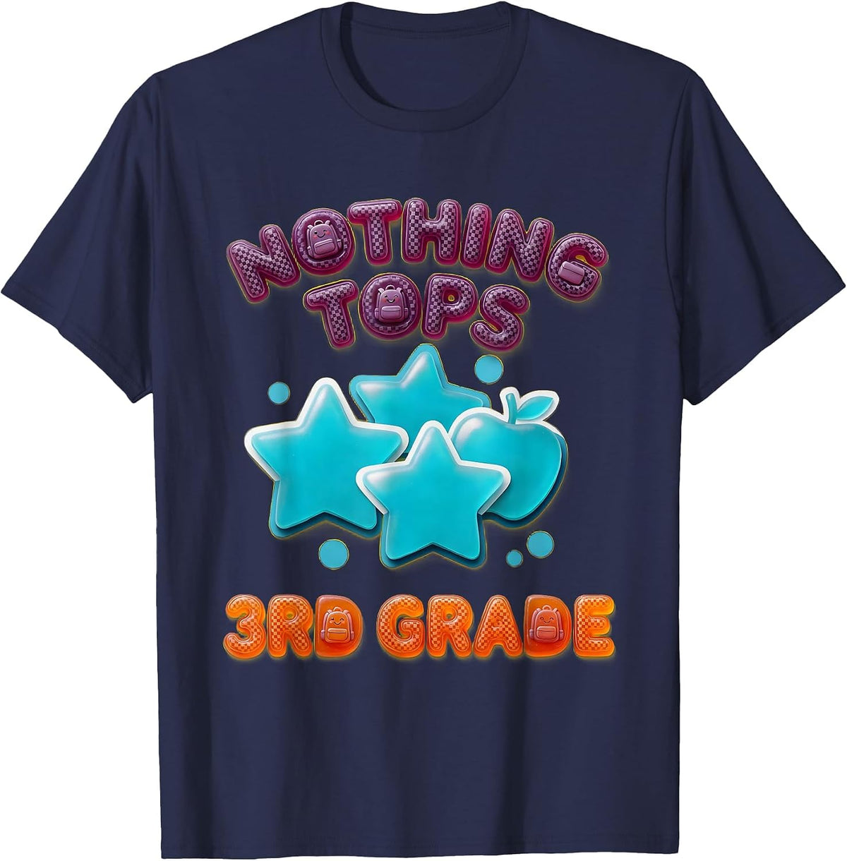 Nothing Tops 3rd Grade Funny Back To School Kids Teachers T-Shirt - Navy Blue