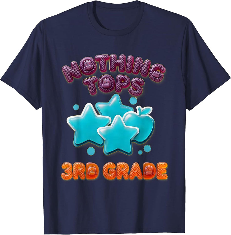 Nothing Tops 3rd Grade Funny Back To School Kids Teachers T-Shirt - Navy Blue