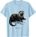 Men's I Move With The Flow Ink Brush Sea Otter Nature Humor T-Shirt - Baby Blue