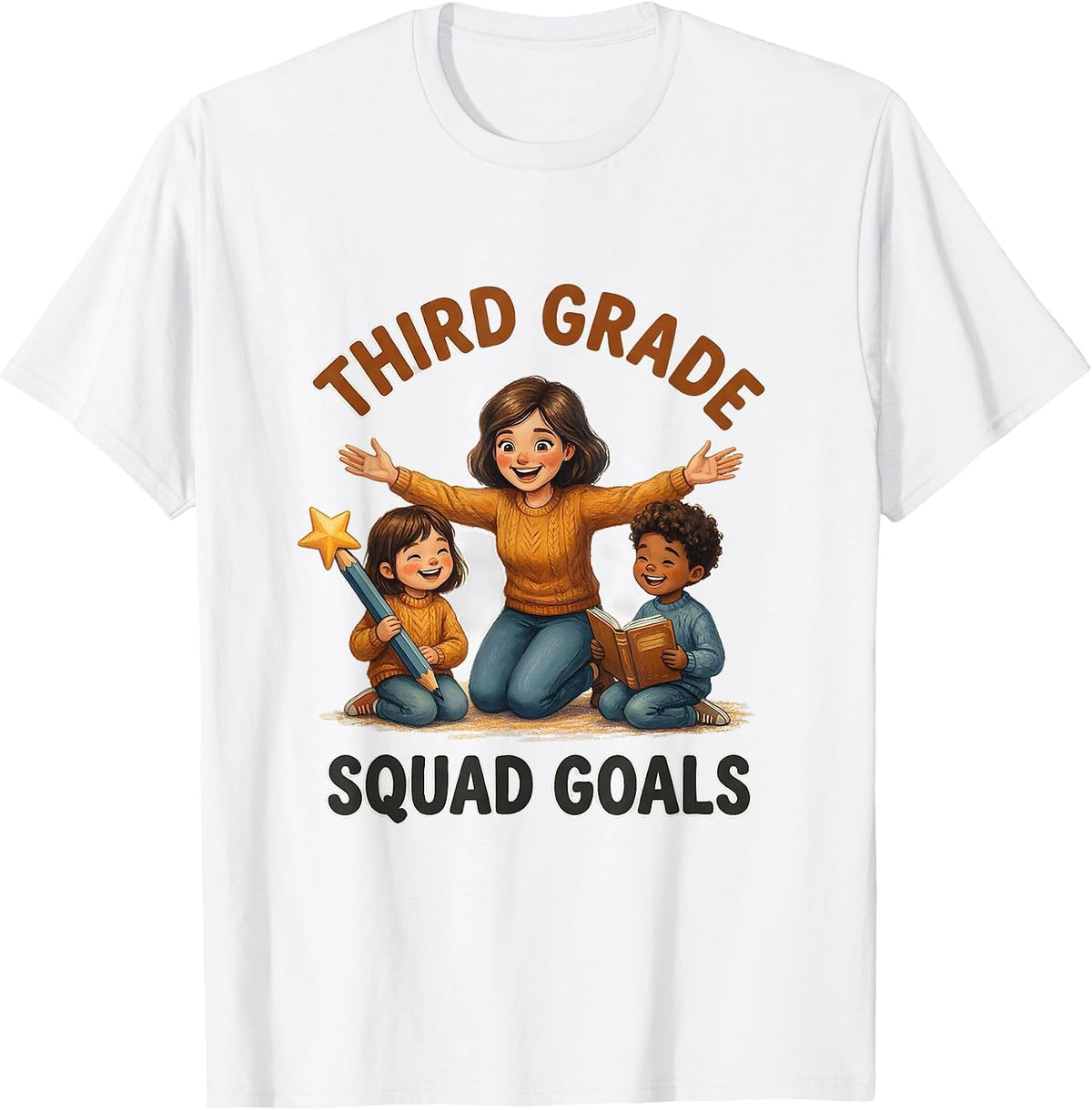 Men's Third Grade Squad Goals Teacher Design T-Shirt - White