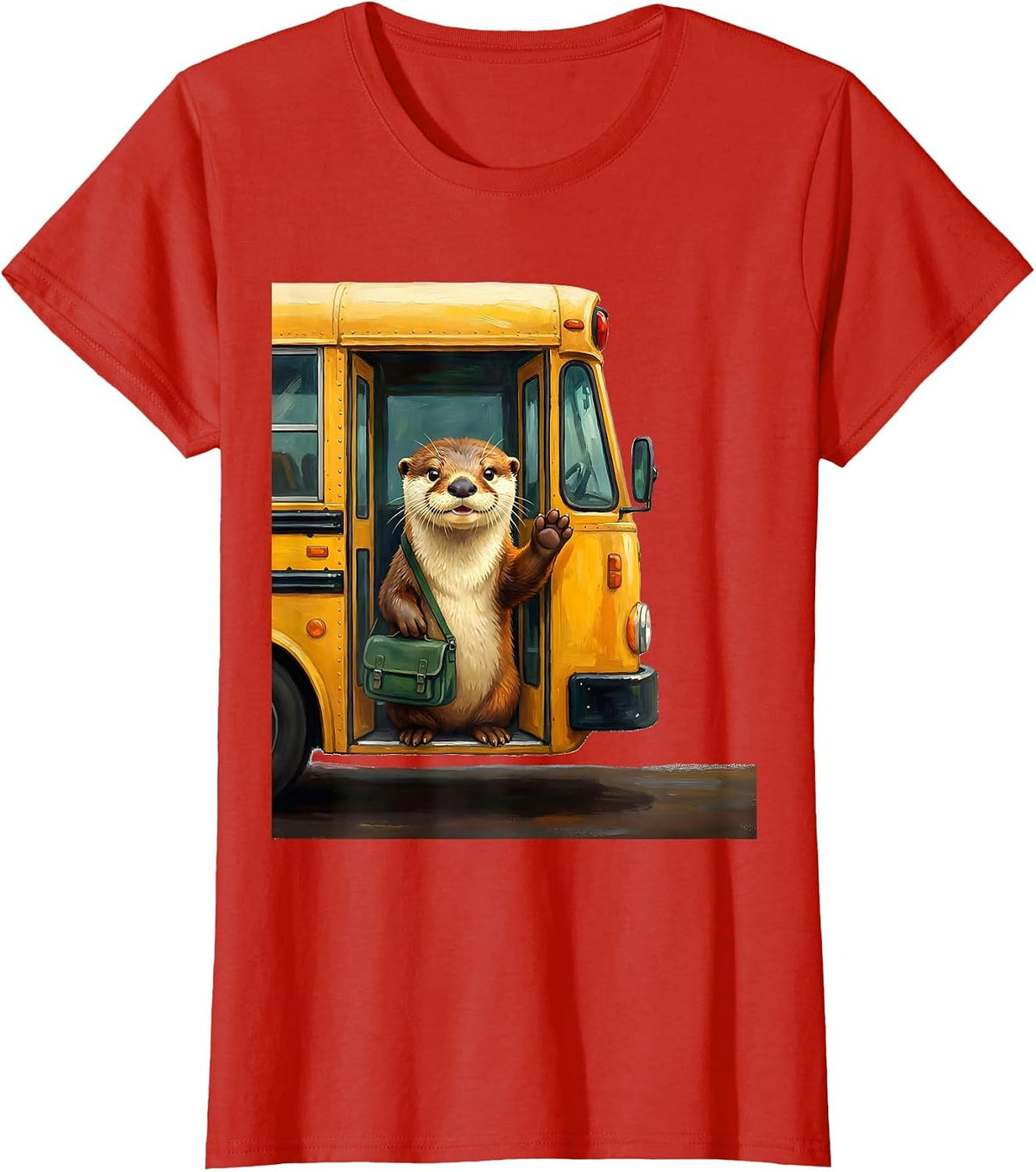Storybook Otter Teacher Back to School Gift T-Shirt - Red