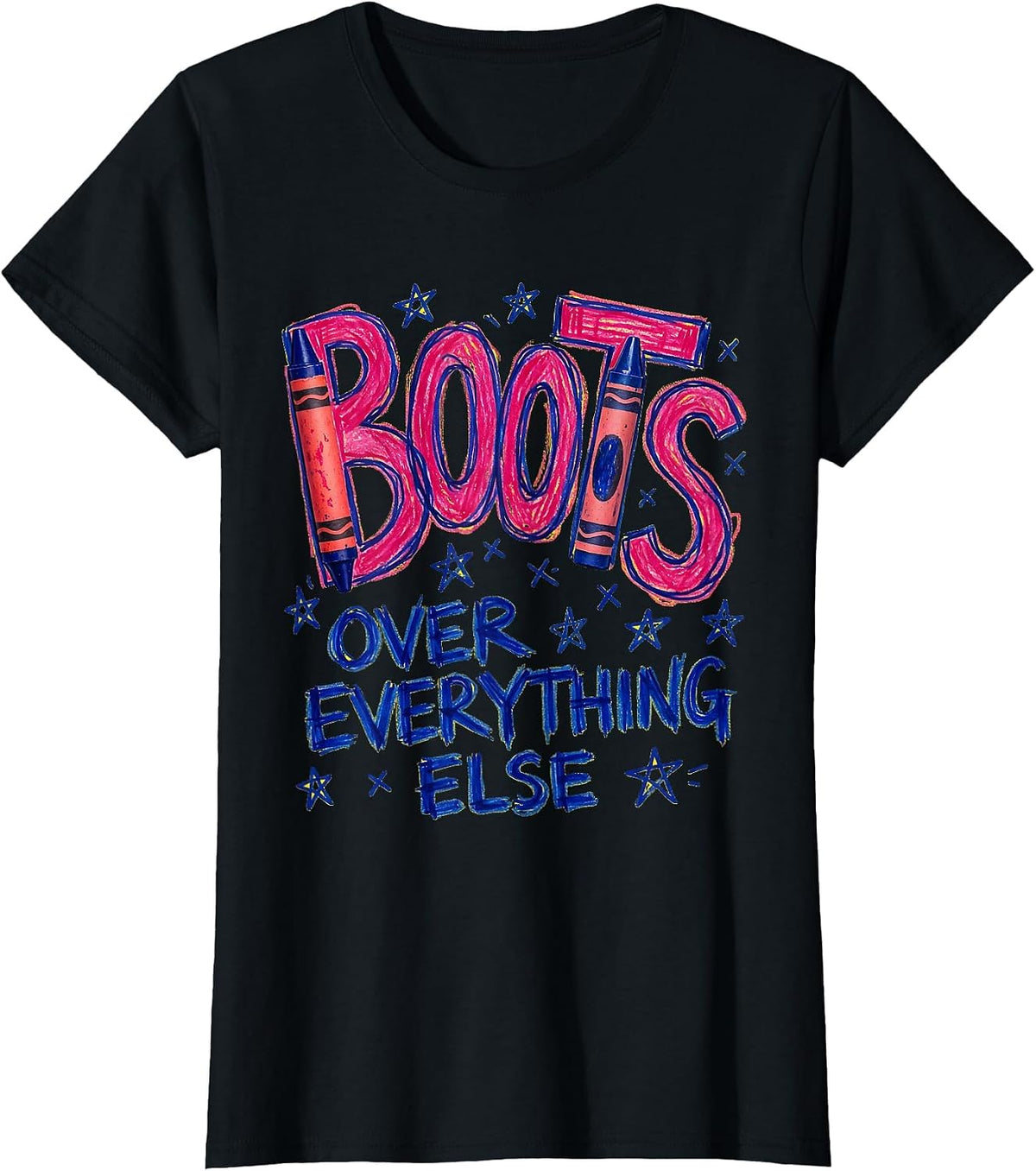 Boots Over Everything Cowboy Western Design T-Shirt - Black