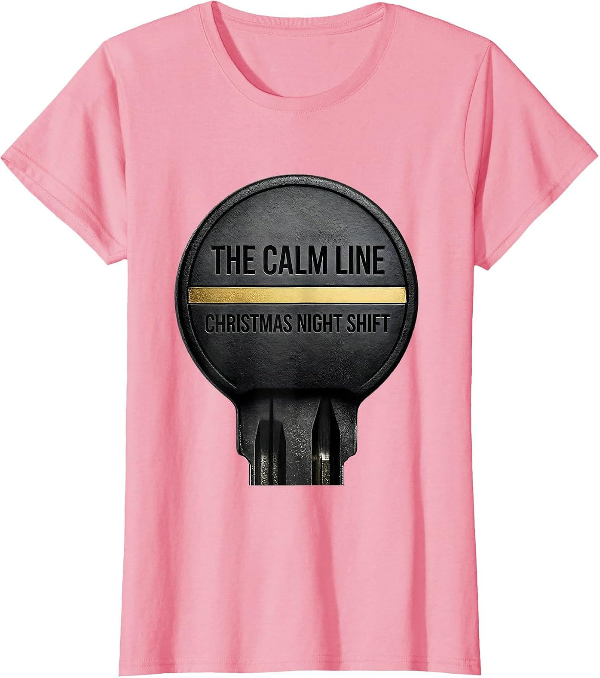 Women's The Calm Line Christmas Night Shift Funny 911 Dispatcher T-Shirt - Pink
