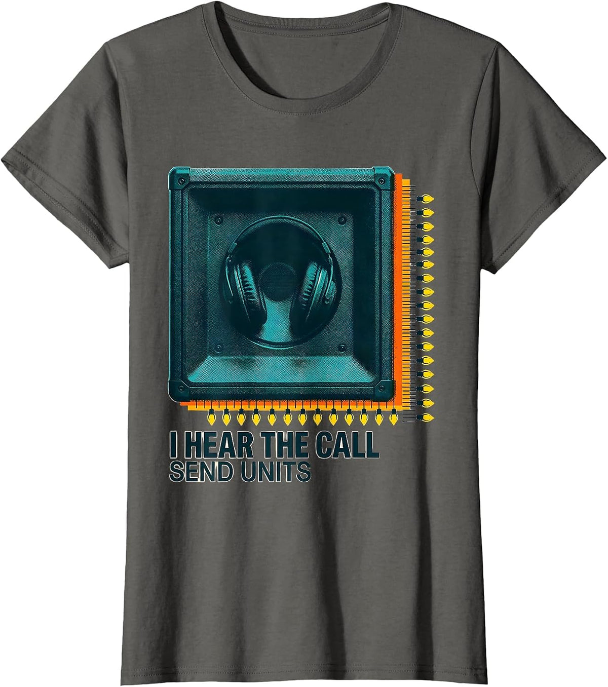 Women's I Hear The Call Send Units Risograph Funny 911 Dispatcher T-Shirt - Asphalt Grey