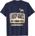 I Keep Goats Past Common Sense Vintage Goat Lover Farmer T-Shirt - Navy Blue