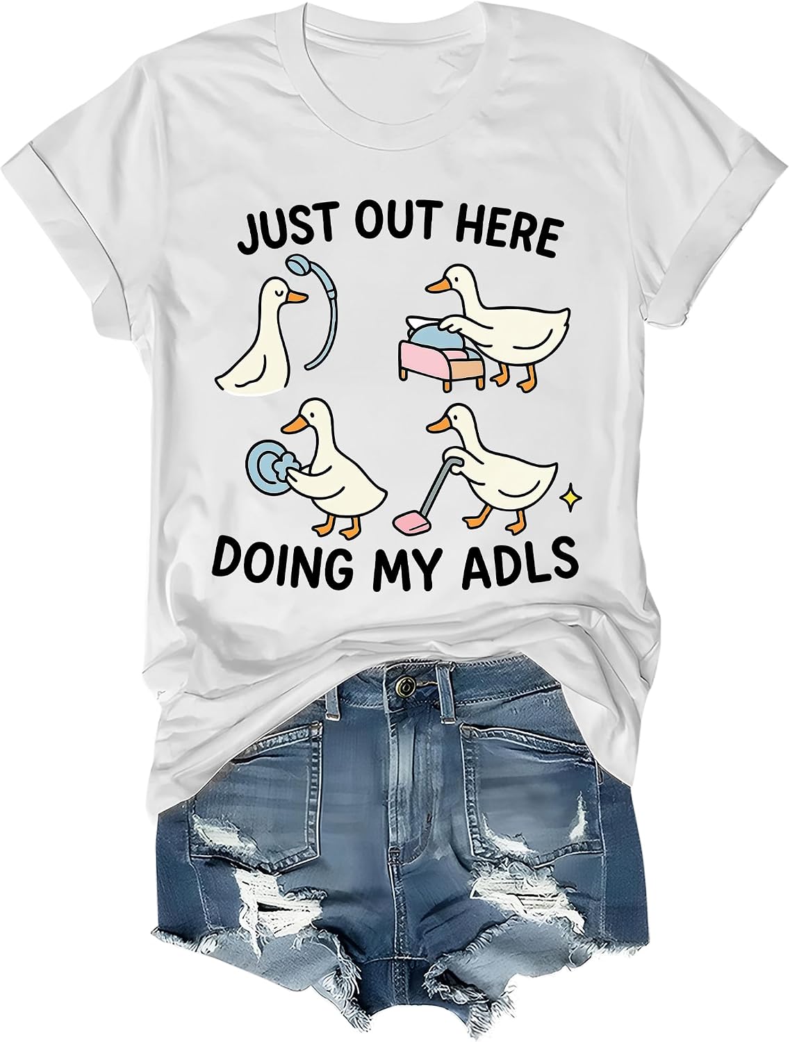 Just Doing My Adls Silly Goose Ot Shirt Funny Occupational Therapist T-Shirt - White