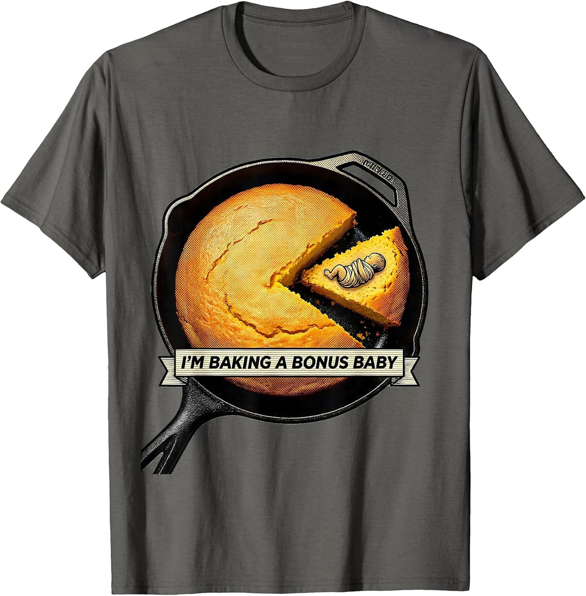 Men's I'm Baking A Bonus Baby Funny Thanksgiving Pregnancy T-Shirt - Asphalt Grey