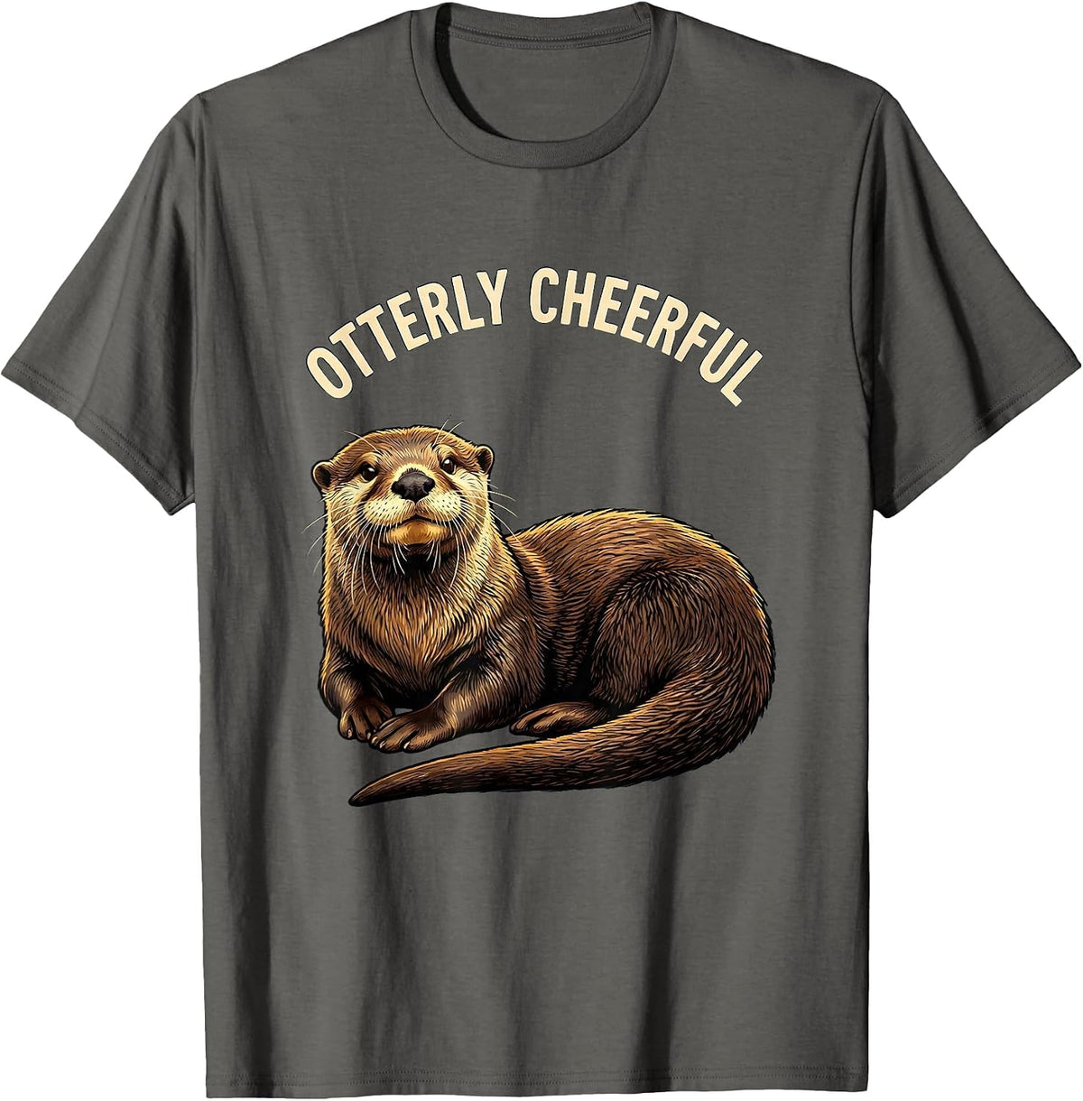 Men's Otterly Cheerful Funny Otter Lover Gift For Kids Teens T-Shirt - Asphalt Grey