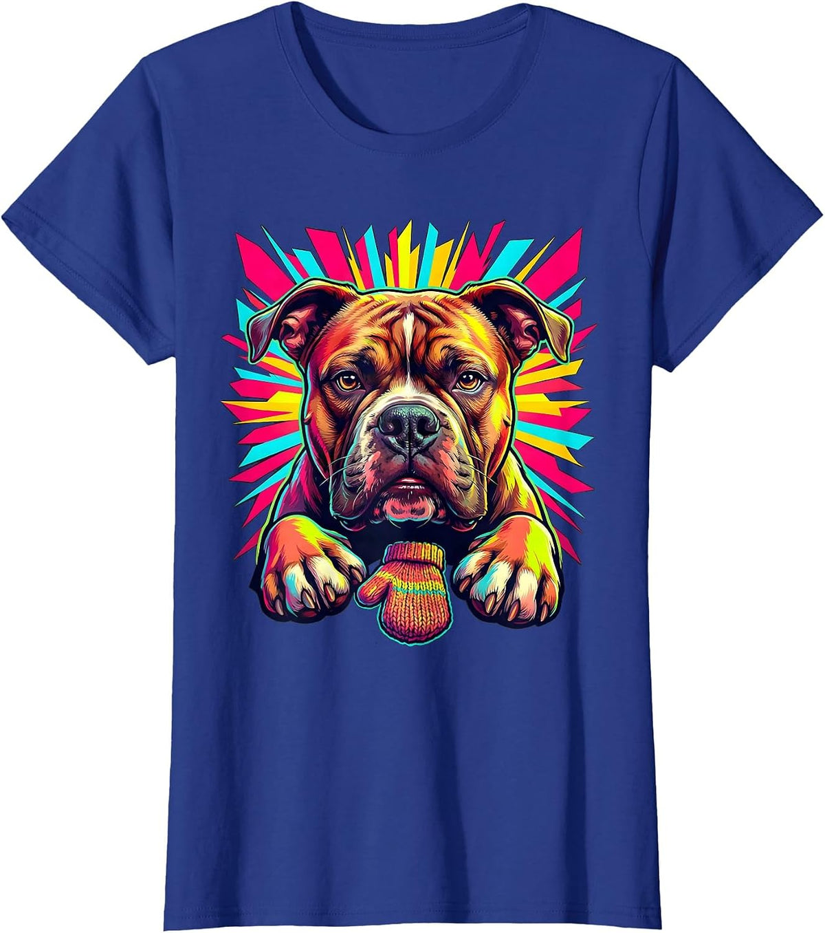 Women's Pittie Mom Colorful Pitbull Dog Lover Pride T-Shirt - Royal Blue