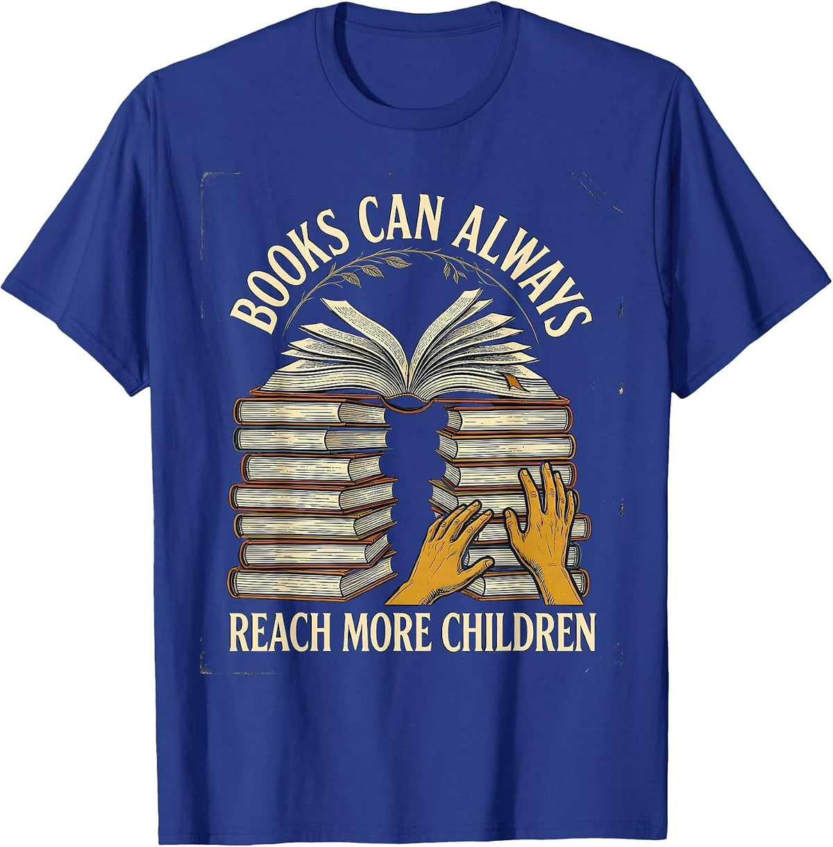 Books Can Always Reach More Children Vintage Literacy T-Shirt - Royal Blue