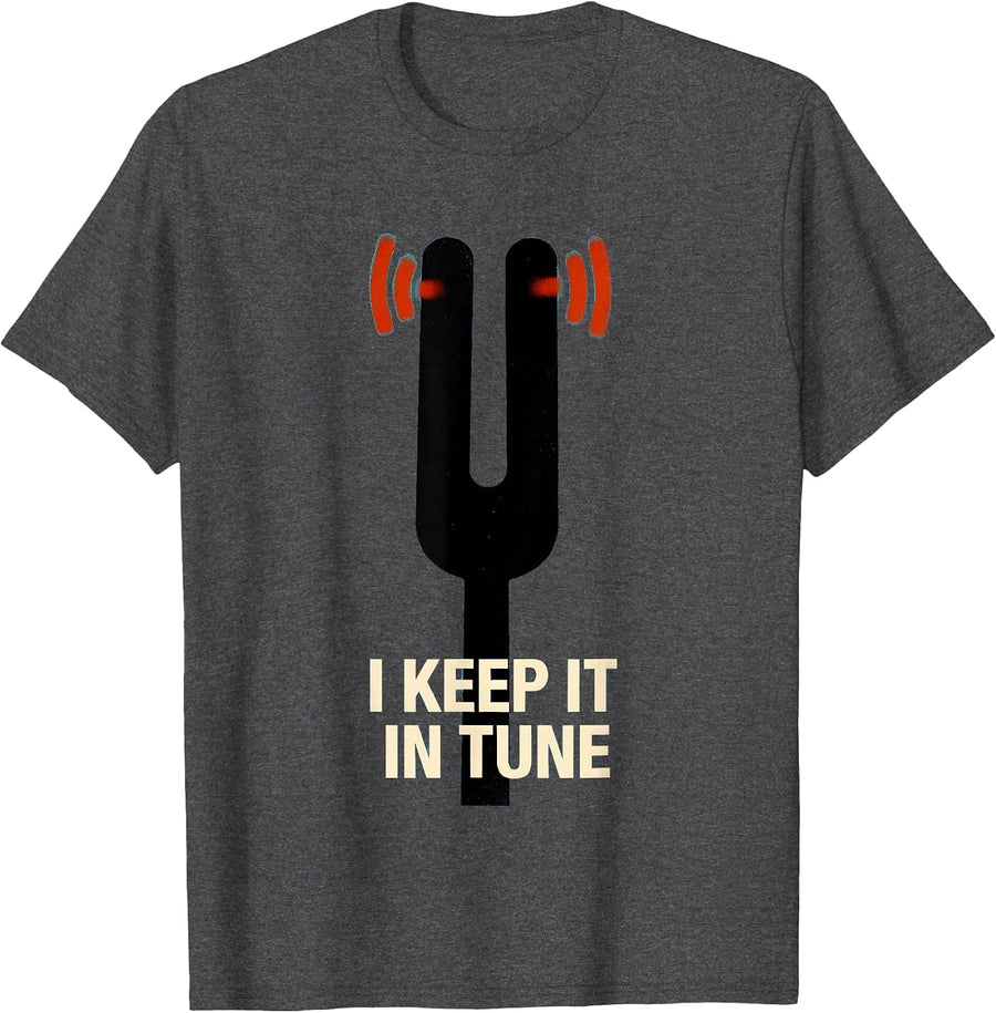 Men's I Keep It In Tune Funny Music Lover Pianist Gift Idea T-Shirt - Dark Heather Grey