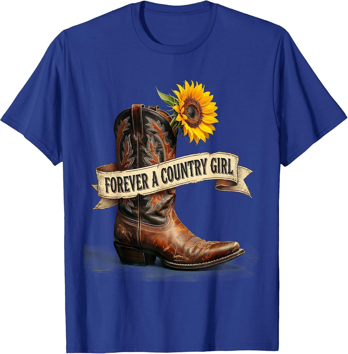 Forever A Country Girl 90s Country Music Design T-Shirt - Royal Blue