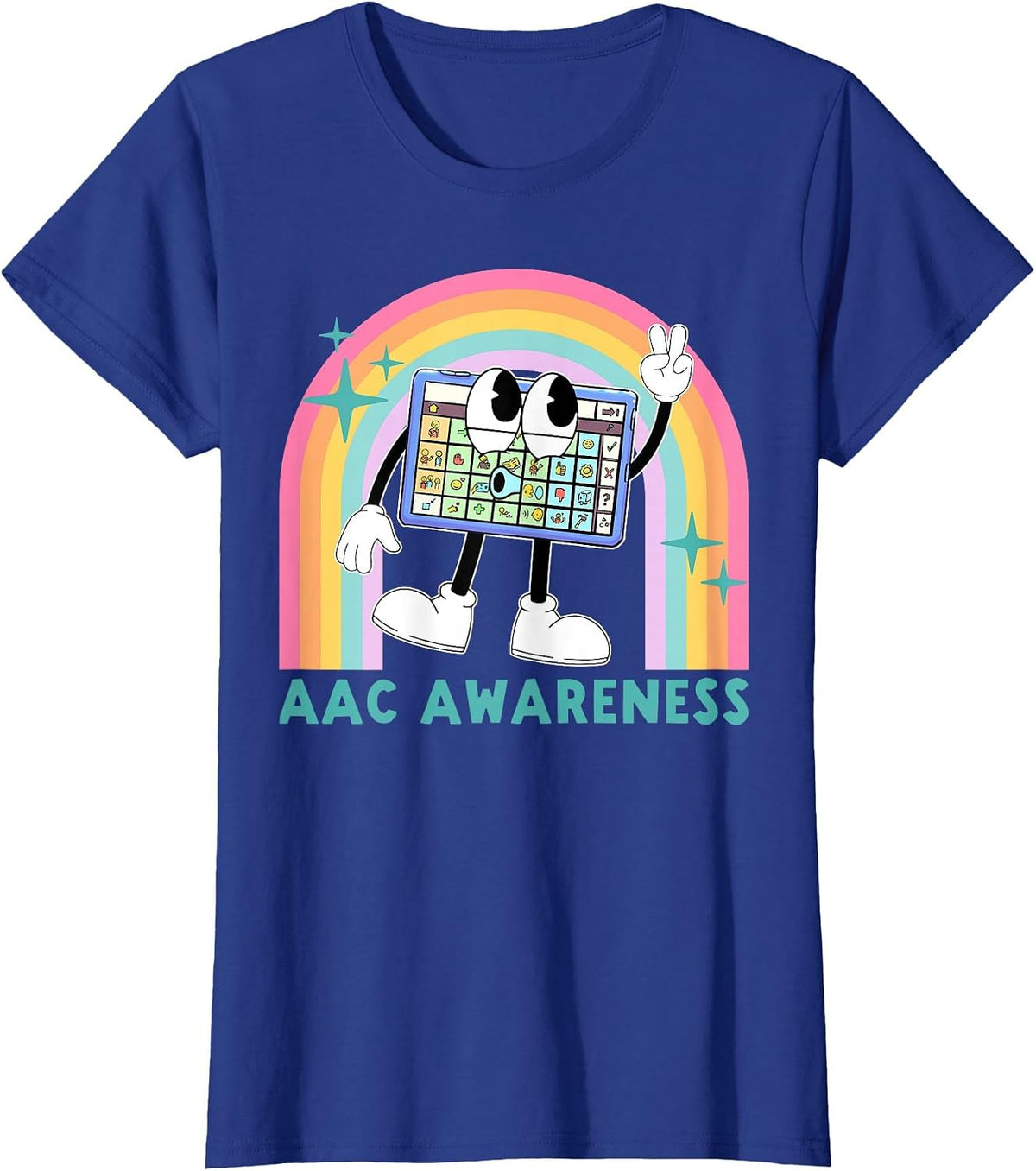 Rainbow AAC Awareness Month SPED Teacher SLP Communication T-Shirt - Royal Blue
