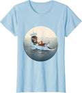 Women's Royal Otter Wearing Crown Holding Pearl T-Shirt - Baby Blue