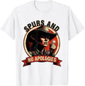 Men's White Cowgirl Spurs and No Apologies Design T-Shirt - White