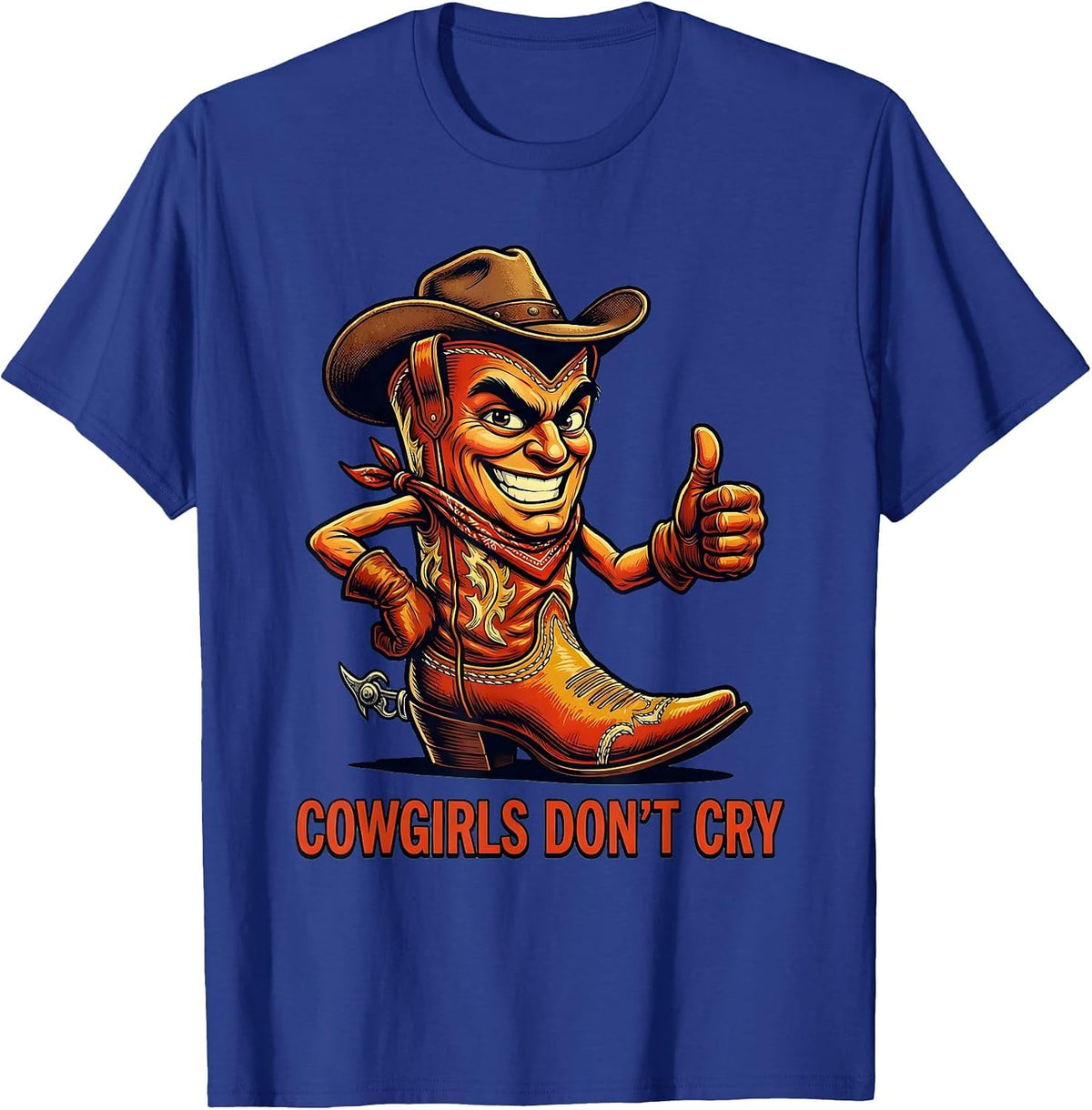Men's Cowgirls Don't Cry Western Spirit Design T-Shirt - Royal Blue