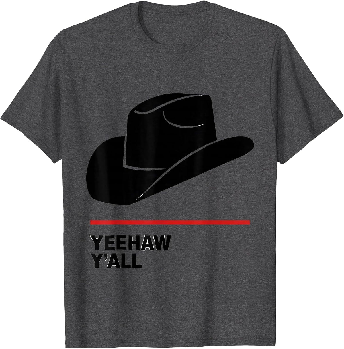 Yeehaw Y'all Cowgirl Western Graphic Design T-Shirt - Dark Heather Grey