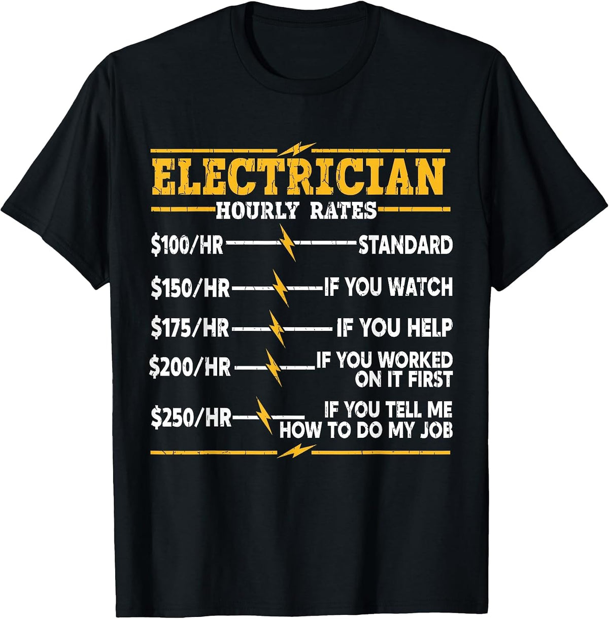 Electrician Hourly Rates T-Shirt - Black