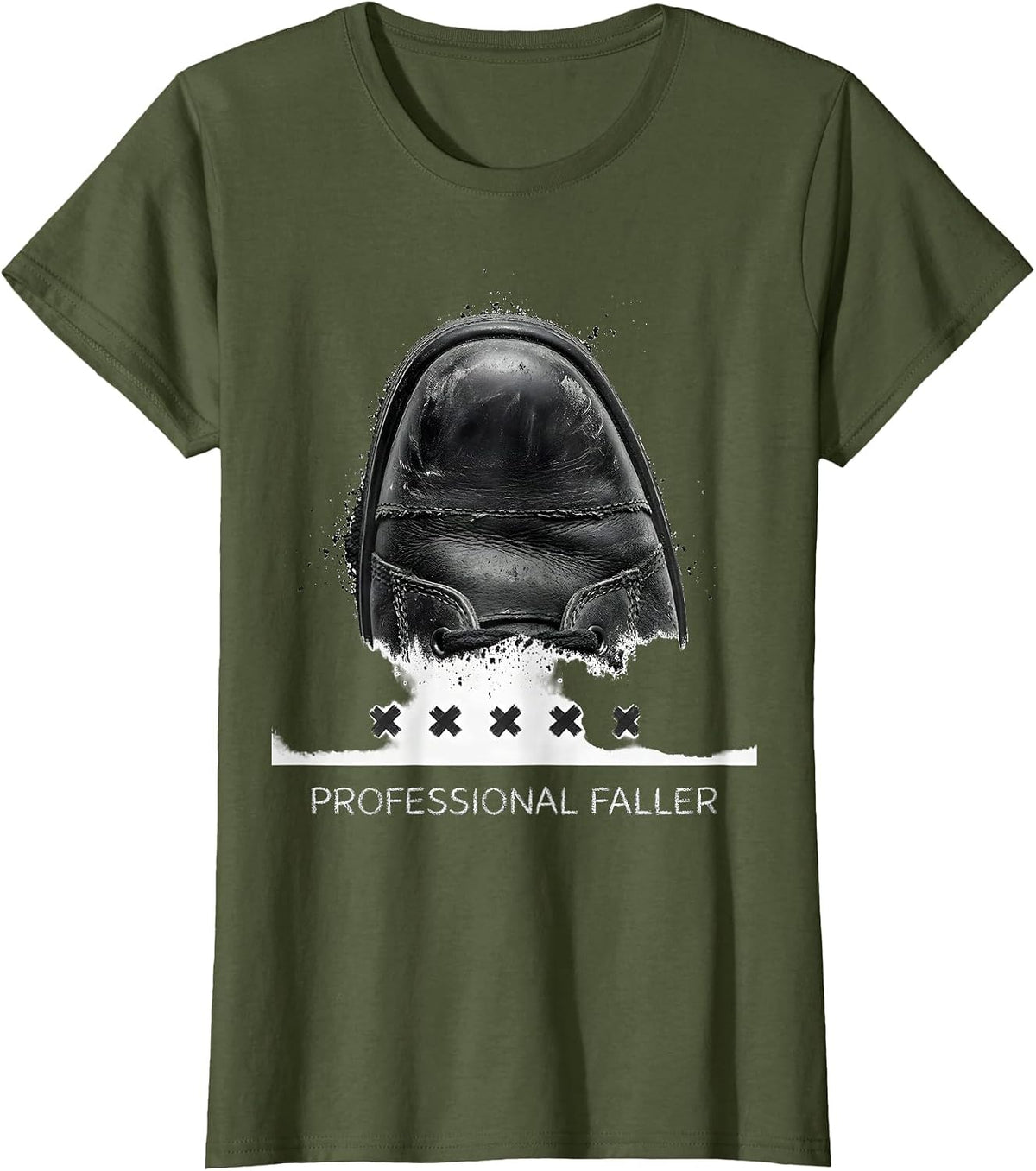 Women's Professional Faller Funny Rock Climbing Bouldering Humor T-Shirt - Olive Green