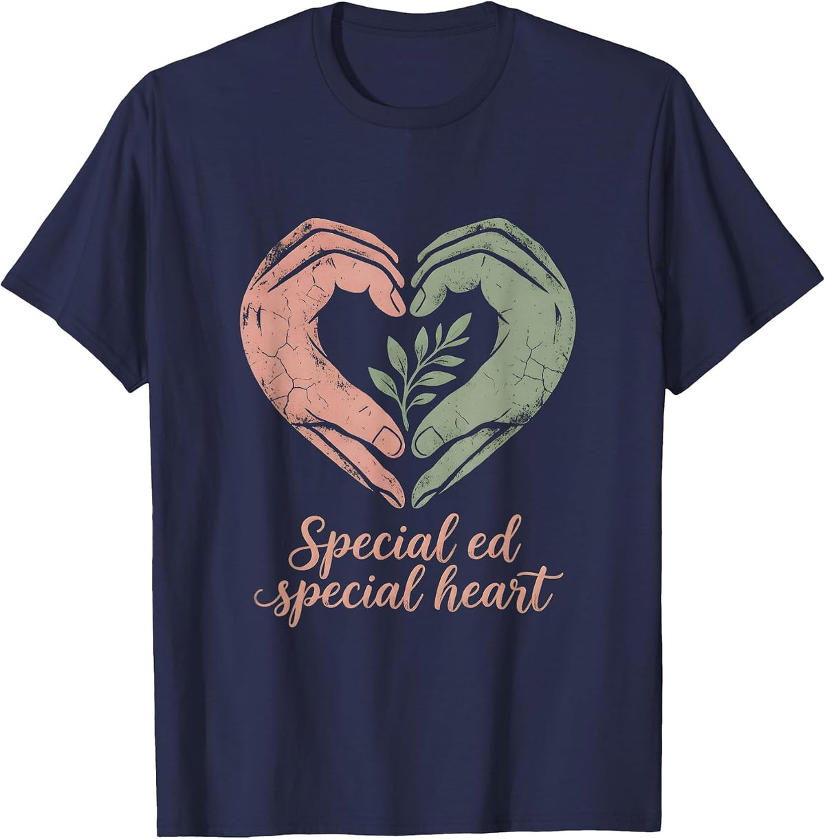 Special Ed Special Heart Teacher Design T-Shirt - Navy Blue